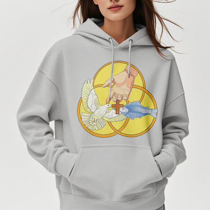 Colored Style The Holy Trinity Cross Emblem Fleece Lined Polyester Hoodie