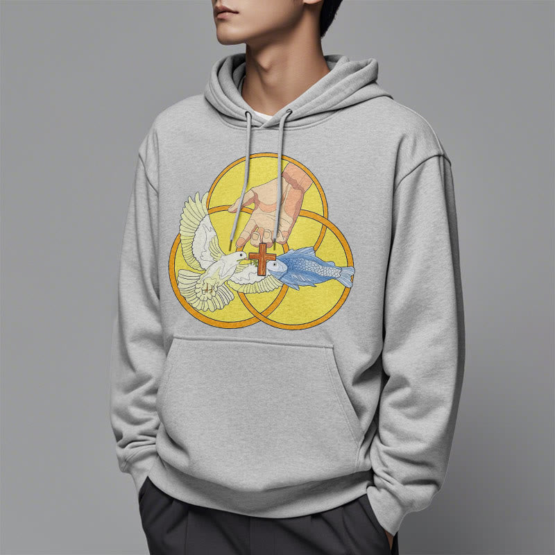 Colored Style The Holy Trinity Cross Emblem Fleece Lined Polyester Hoodie