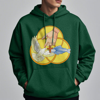 Colored Style The Holy Trinity Cross Emblem Fleece Lined Polyester Hoodie