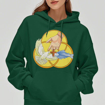 Colored Style The Holy Trinity Cross Emblem Fleece Lined Polyester Hoodie