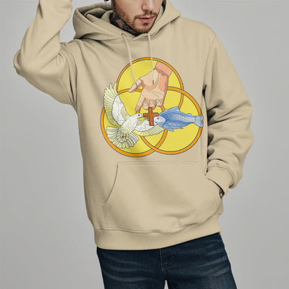 Colored Style The Holy Trinity Cross Emblem Fleece Lined Polyester Hoodie