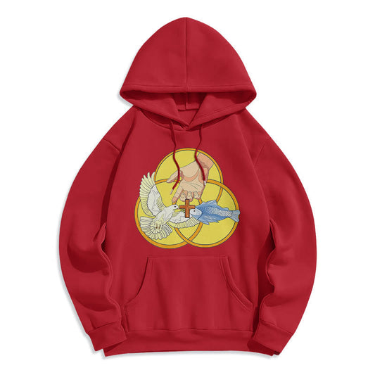 Colored Style The Holy Trinity Cross Emblem Fleece Lined Polyester Hoodie