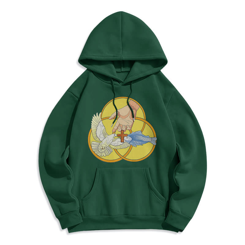 Colored Style The Holy Trinity Cross Emblem Fleece Lined Polyester Hoodie
