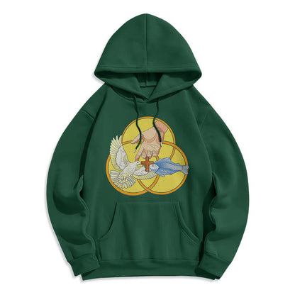 Colored Style The Holy Trinity Cross Emblem Fleece Lined Polyester Hoodie