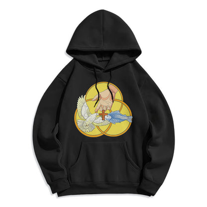 Colored Style The Holy Trinity Cross Emblem Fleece Lined Polyester Hoodie