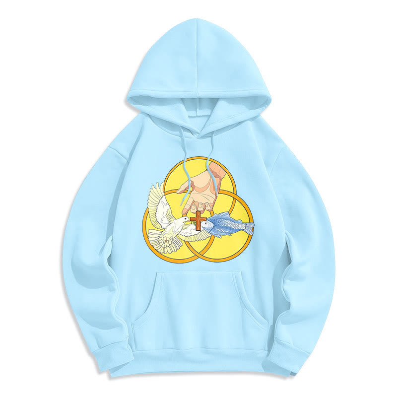 Colored Style The Holy Trinity Cross Emblem Fleece Lined Polyester Hoodie