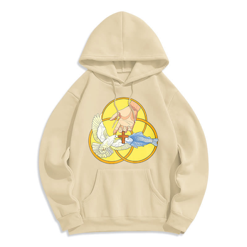 Colored Style The Holy Trinity Cross Emblem Fleece Lined Polyester Hoodie