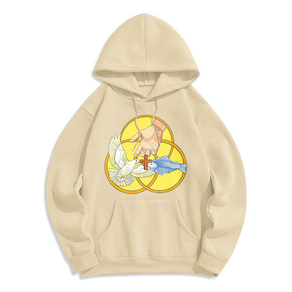 Colored Style The Holy Trinity Cross Emblem Fleece Lined Polyester Hoodie