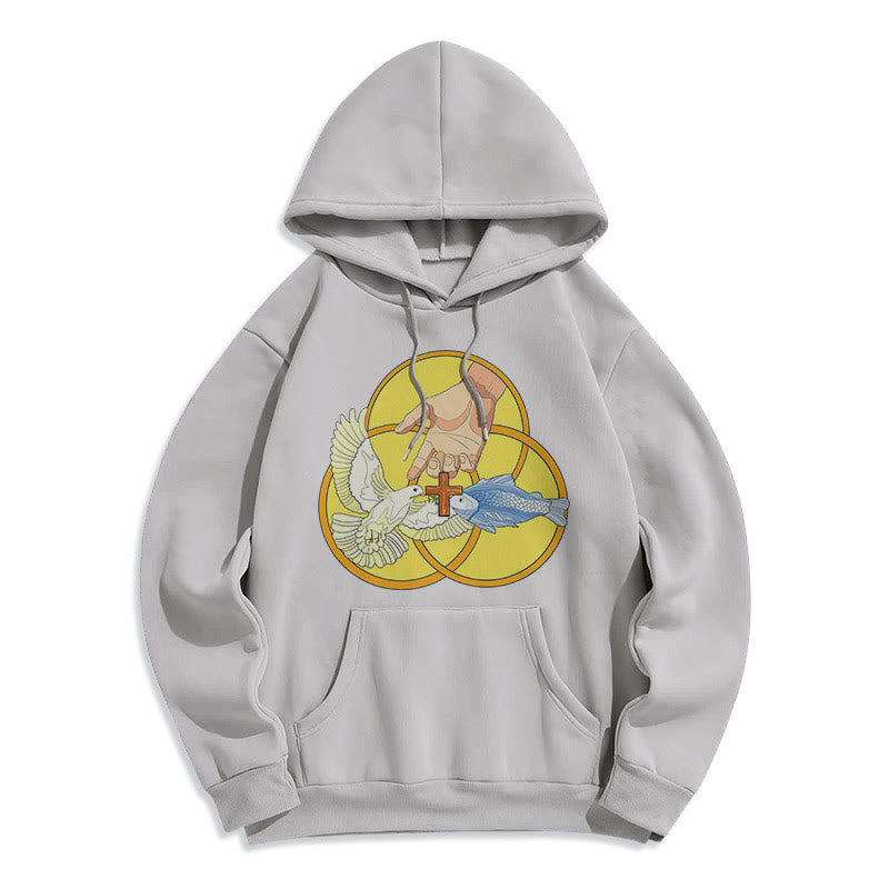 Colored Style The Holy Trinity Cross Emblem Fleece Lined Polyester Hoodie