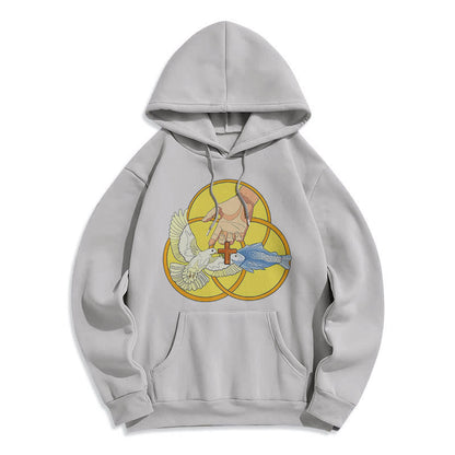 Colored Style The Holy Trinity Cross Emblem Fleece Lined Polyester Hoodie