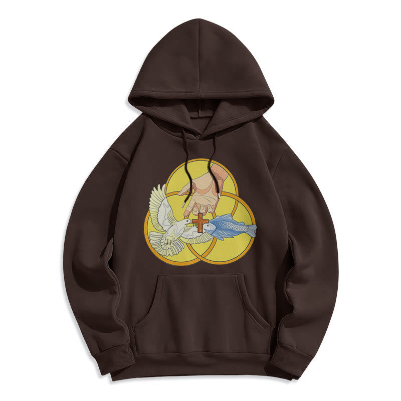 Colored Style The Holy Trinity Cross Emblem Fleece Lined Polyester Hoodie