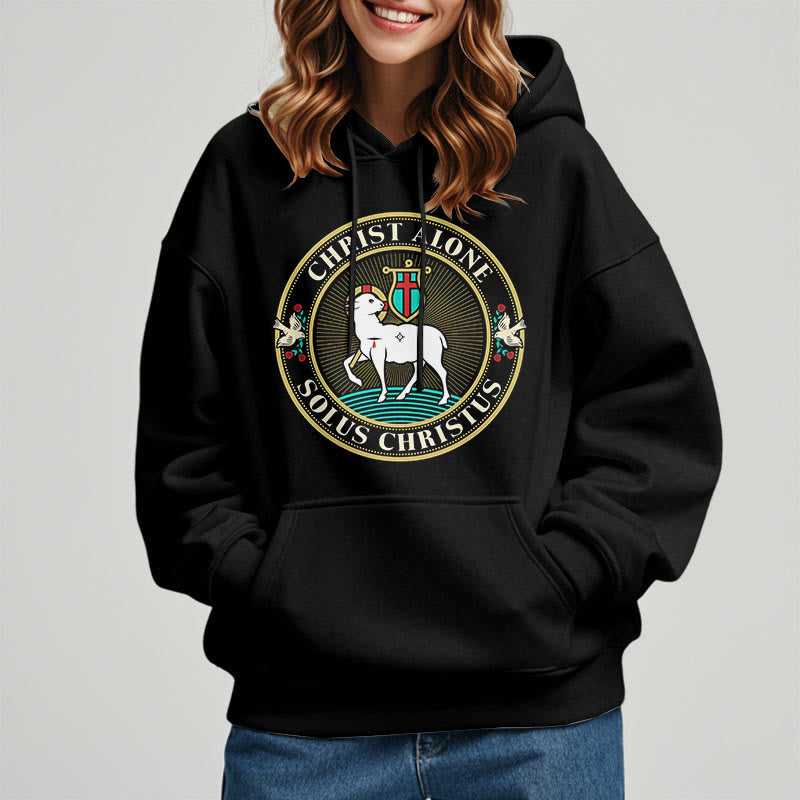 Modern Style Christ Alone Lamb of God Fleece Lined Polyester Hoodie