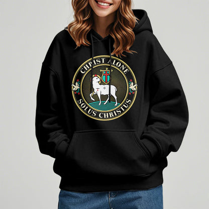 Modern Style Christ Alone Lamb of God Fleece Lined Polyester Hoodie