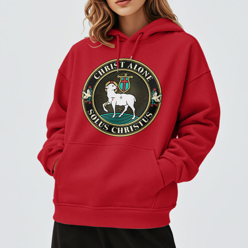Modern Style Christ Alone Lamb of God Fleece Lined Polyester Hoodie