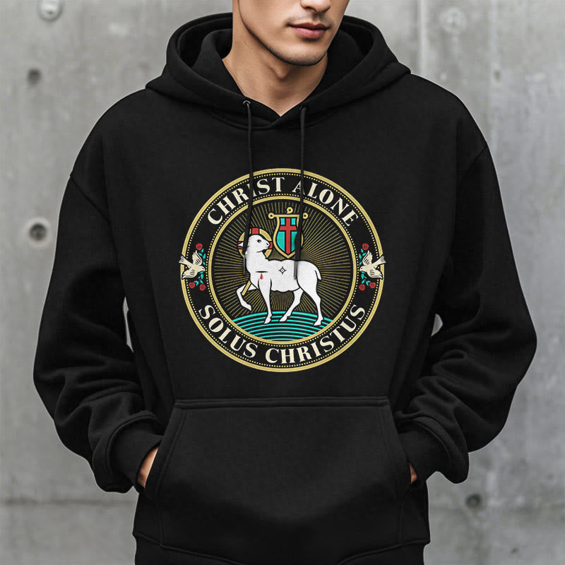 Modern Style Christ Alone Lamb of God Fleece Lined Polyester Hoodie