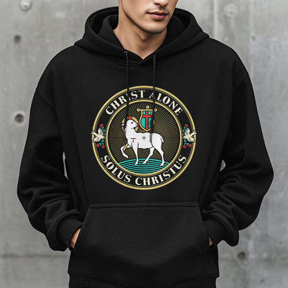 Modern Style Christ Alone Lamb of God Fleece Lined Polyester Hoodie