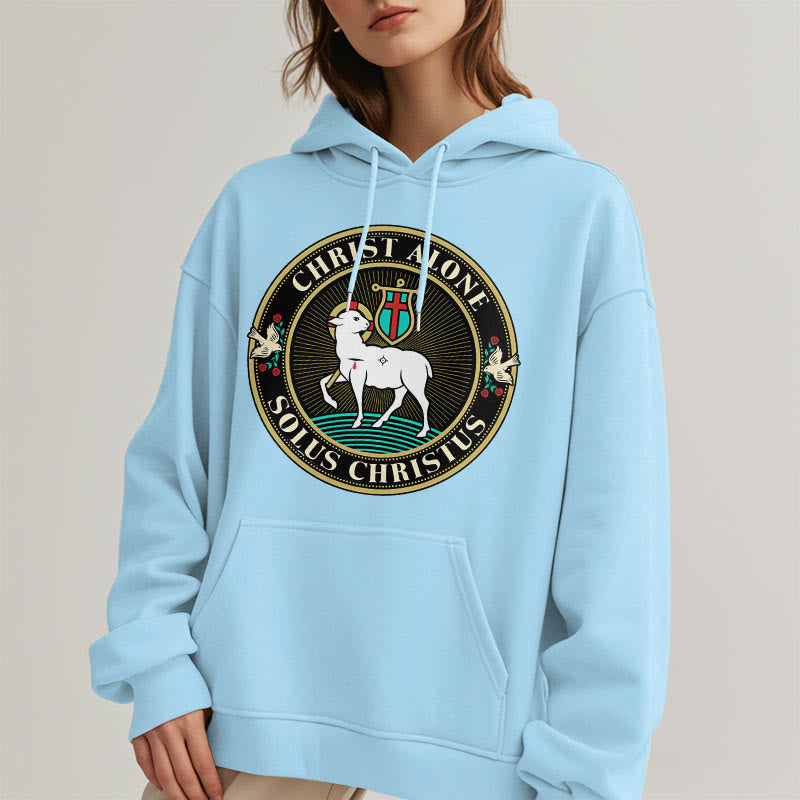Modern Style Christ Alone Lamb of God Fleece Lined Polyester Hoodie