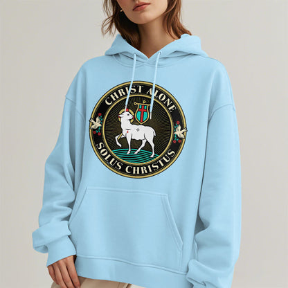 Modern Style Christ Alone Lamb of God Fleece Lined Polyester Hoodie