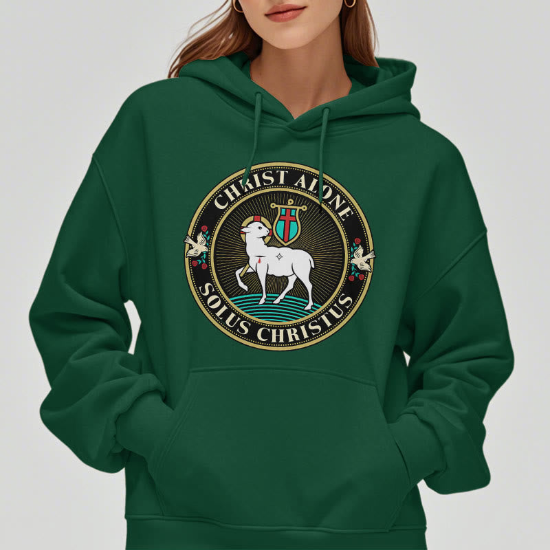 Modern Style Christ Alone Lamb of God Fleece Lined Polyester Hoodie