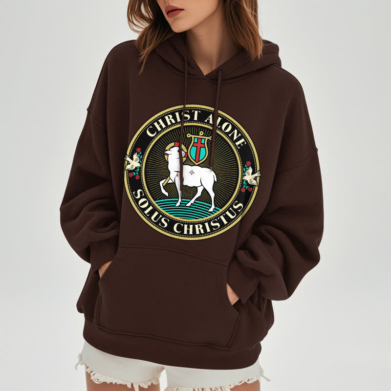 Modern Style Christ Alone Lamb of God Fleece Lined Polyester Hoodie