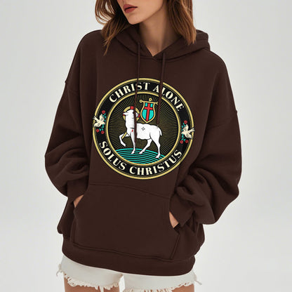 Modern Style Christ Alone Lamb of God Fleece Lined Polyester Hoodie
