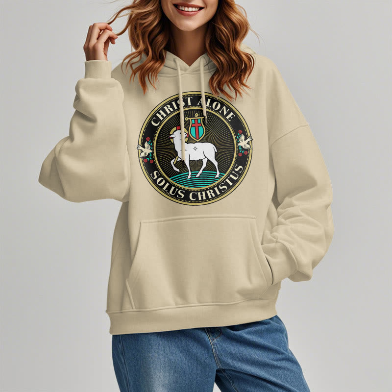 Modern Style Christ Alone Lamb of God Fleece Lined Polyester Hoodie