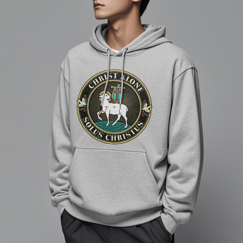 Modern Style Christ Alone Lamb of God Fleece Lined Polyester Hoodie