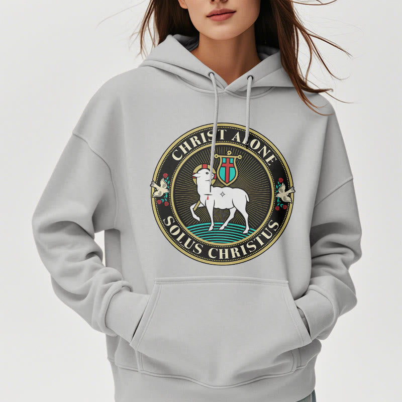 Modern Style Christ Alone Lamb of God Fleece Lined Polyester Hoodie