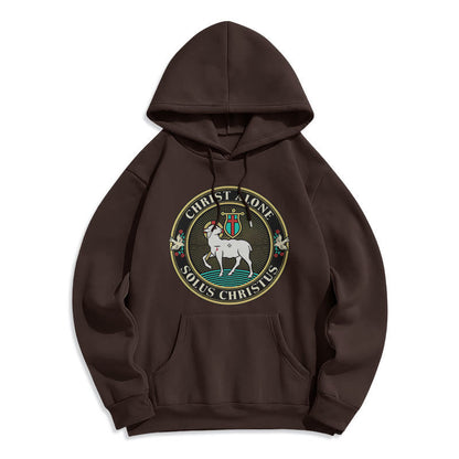 Modern Style Christ Alone Lamb of God Fleece Lined Polyester Hoodie