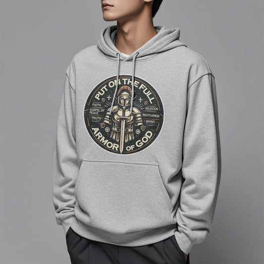 Modern Style Put On The Full Armor of God Fleece Lined Polyester Hoodie