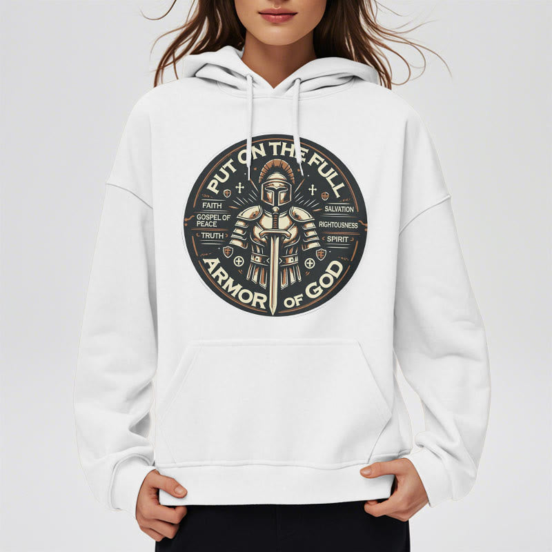 Modern Style Put On The Full Armor of God Fleece Lined Polyester Hoodie