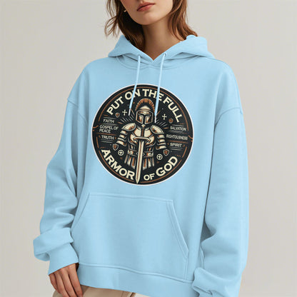 Modern Style Put On The Full Armor of God Fleece Lined Polyester Hoodie