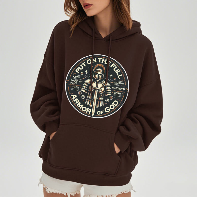 Modern Style Put On The Full Armor of God Fleece Lined Polyester Hoodie