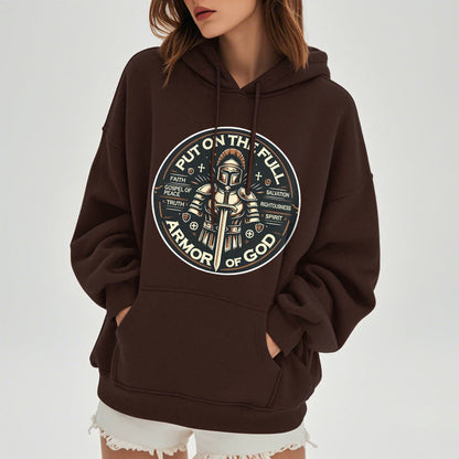 Modern Style Put On The Full Armor of God Fleece Lined Polyester Hoodie