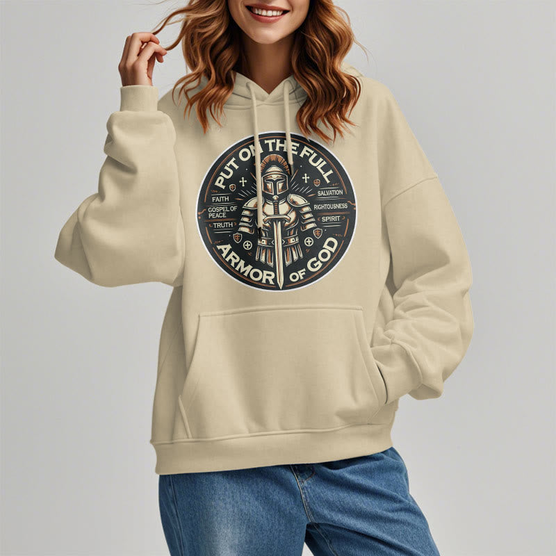 Modern Style Put On The Full Armor of God Fleece Lined Polyester Hoodie