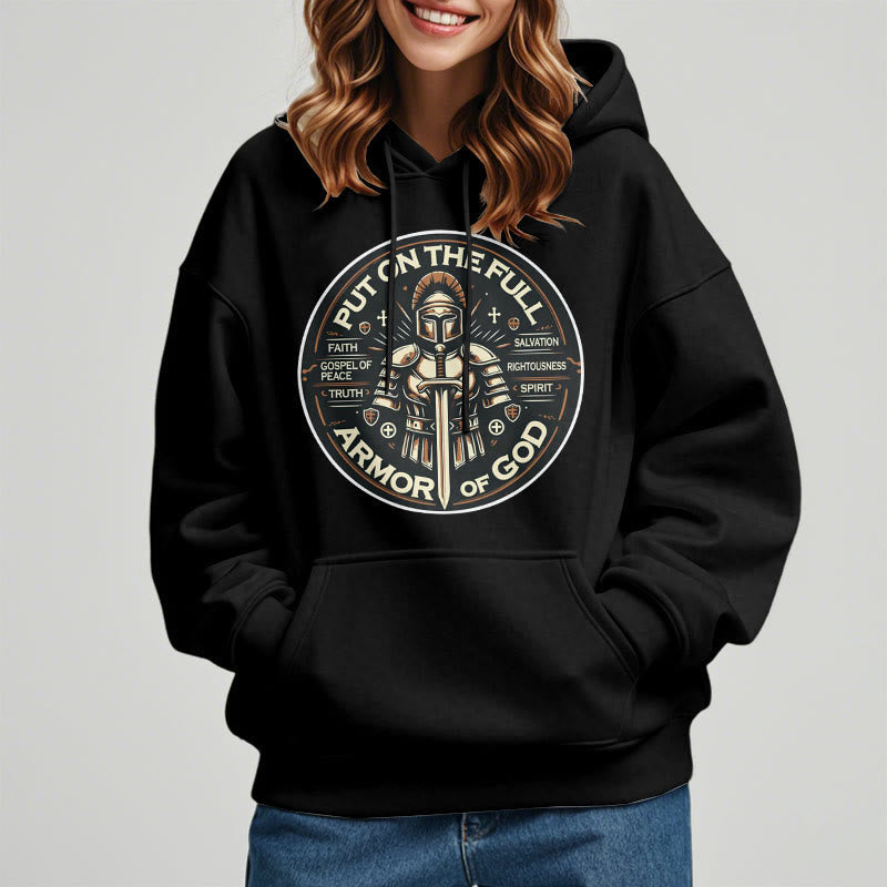 Modern Style Put On The Full Armor of God Fleece Lined Polyester Hoodie