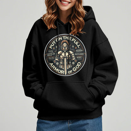 Modern Style Put On The Full Armor of God Fleece Lined Polyester Hoodie