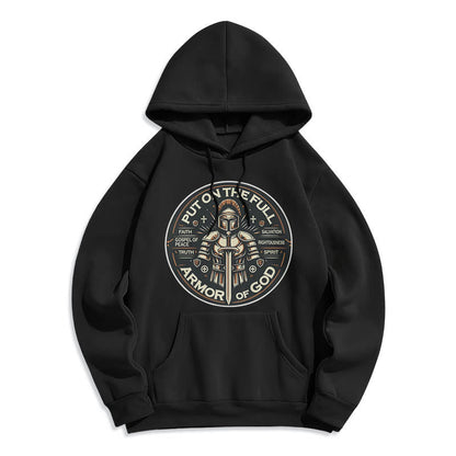 Modern Style Put On The Full Armor of God Fleece Lined Polyester Hoodie
