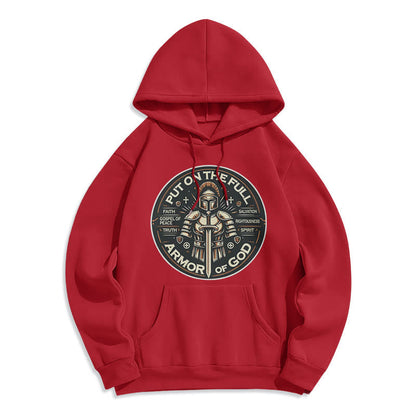 Modern Style Put On The Full Armor of God Fleece Lined Polyester Hoodie