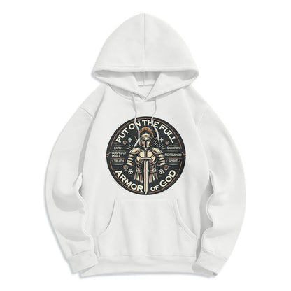 Modern Style Put On The Full Armor of God Fleece Lined Polyester Hoodie