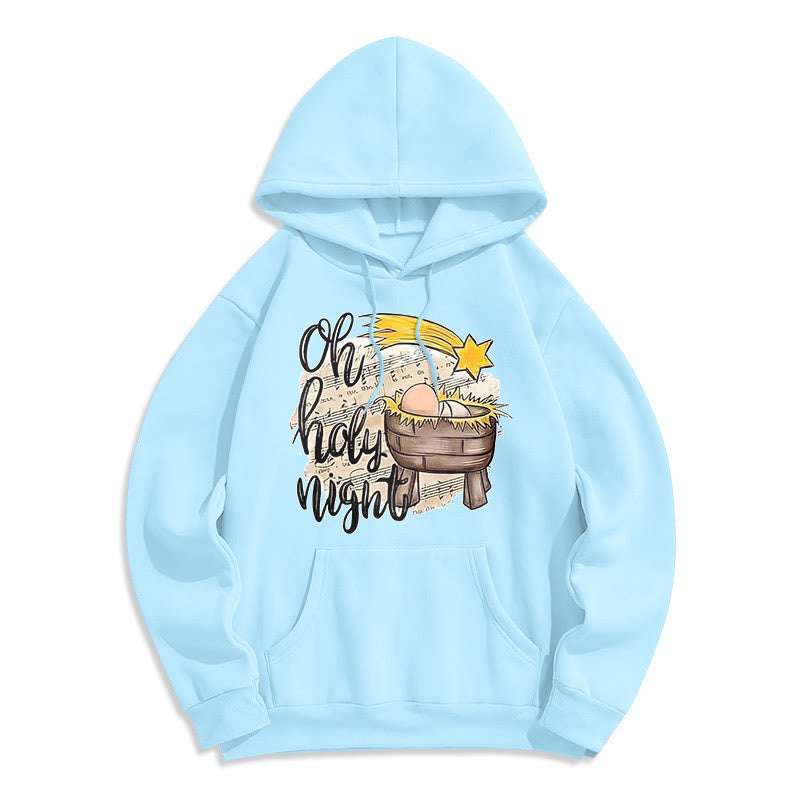 Colored Style Holy Night Cradle Nativity Scene Fleece Lined Polyester Hoodie