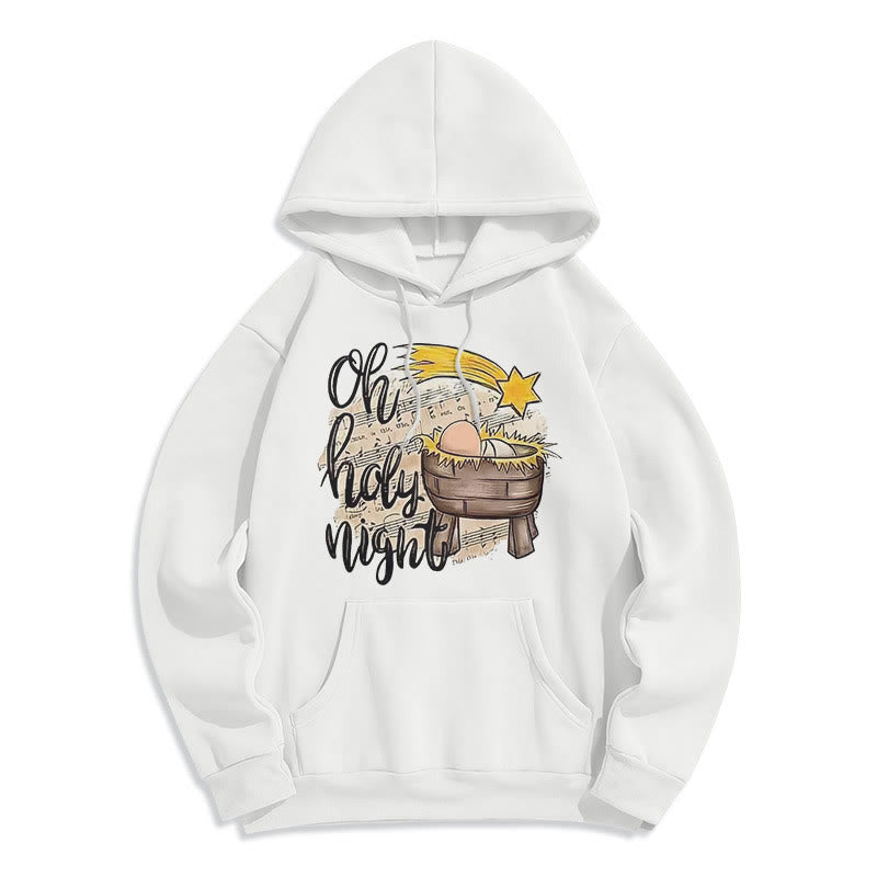 Colored Style Holy Night Cradle Nativity Scene Fleece Lined Polyester Hoodie