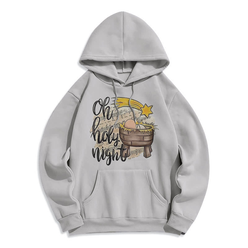 Colored Style Holy Night Cradle Nativity Scene Fleece Lined Polyester Hoodie
