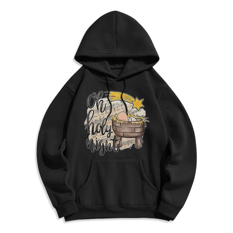 Colored Style Holy Night Cradle Nativity Scene Fleece Lined Polyester Hoodie