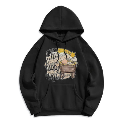 Colored Style Holy Night Cradle Nativity Scene Fleece Lined Polyester Hoodie