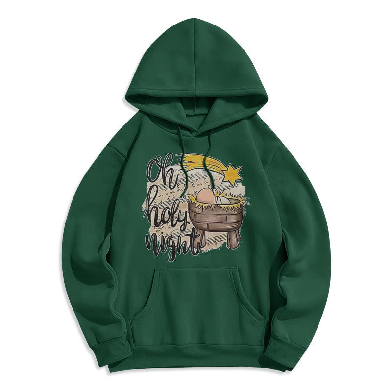 Colored Style Holy Night Cradle Nativity Scene Fleece Lined Polyester Hoodie