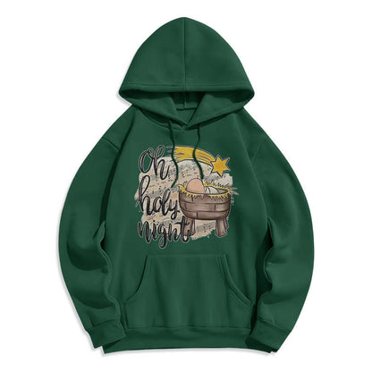 Colored Style Holy Night Cradle Nativity Scene Fleece Lined Polyester Hoodie