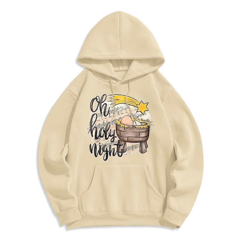 Colored Style Holy Night Cradle Nativity Scene Fleece Lined Polyester Hoodie