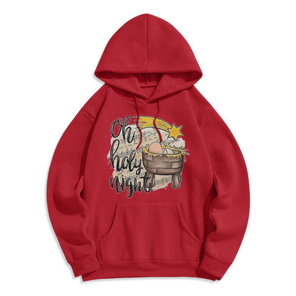 Colored Style Holy Night Cradle Nativity Scene Fleece Lined Polyester Hoodie