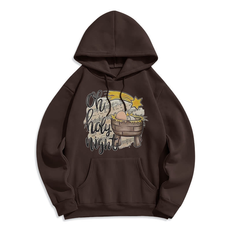 Colored Style Holy Night Cradle Nativity Scene Fleece Lined Polyester Hoodie